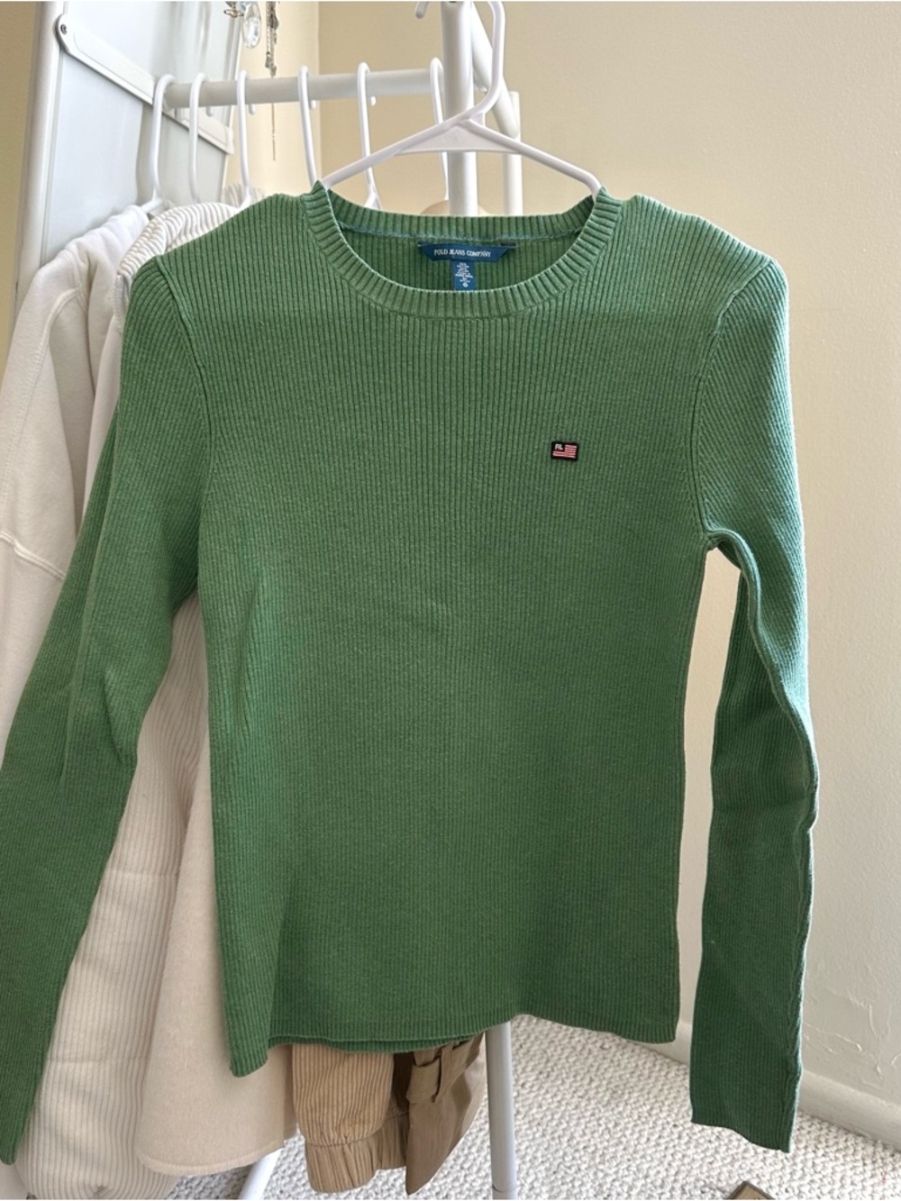 polo by ralph lauren green tibbed crewneck sweater